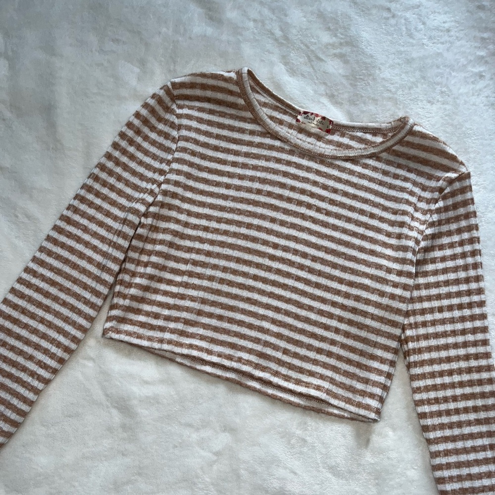 Altar’d State Intimates Tan and White Striped Top